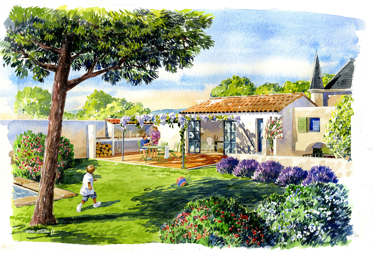 Illustration jardin privatif